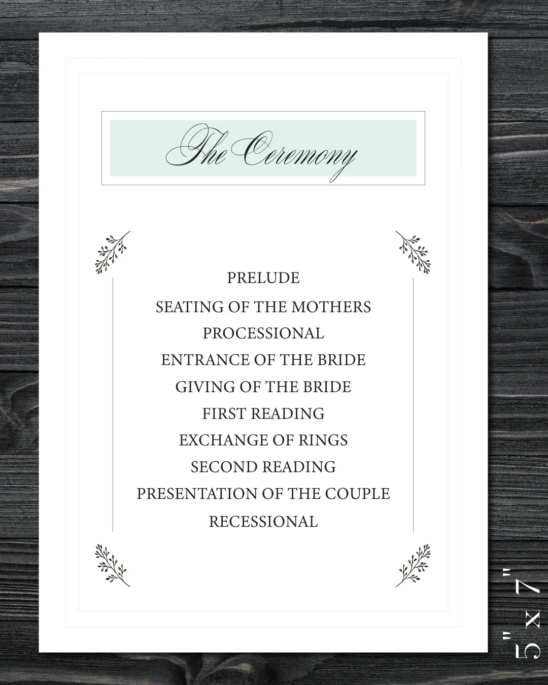 AP Printing - Blue Rectangle And Leaves Wedding Program Cards - Custom Printing Services