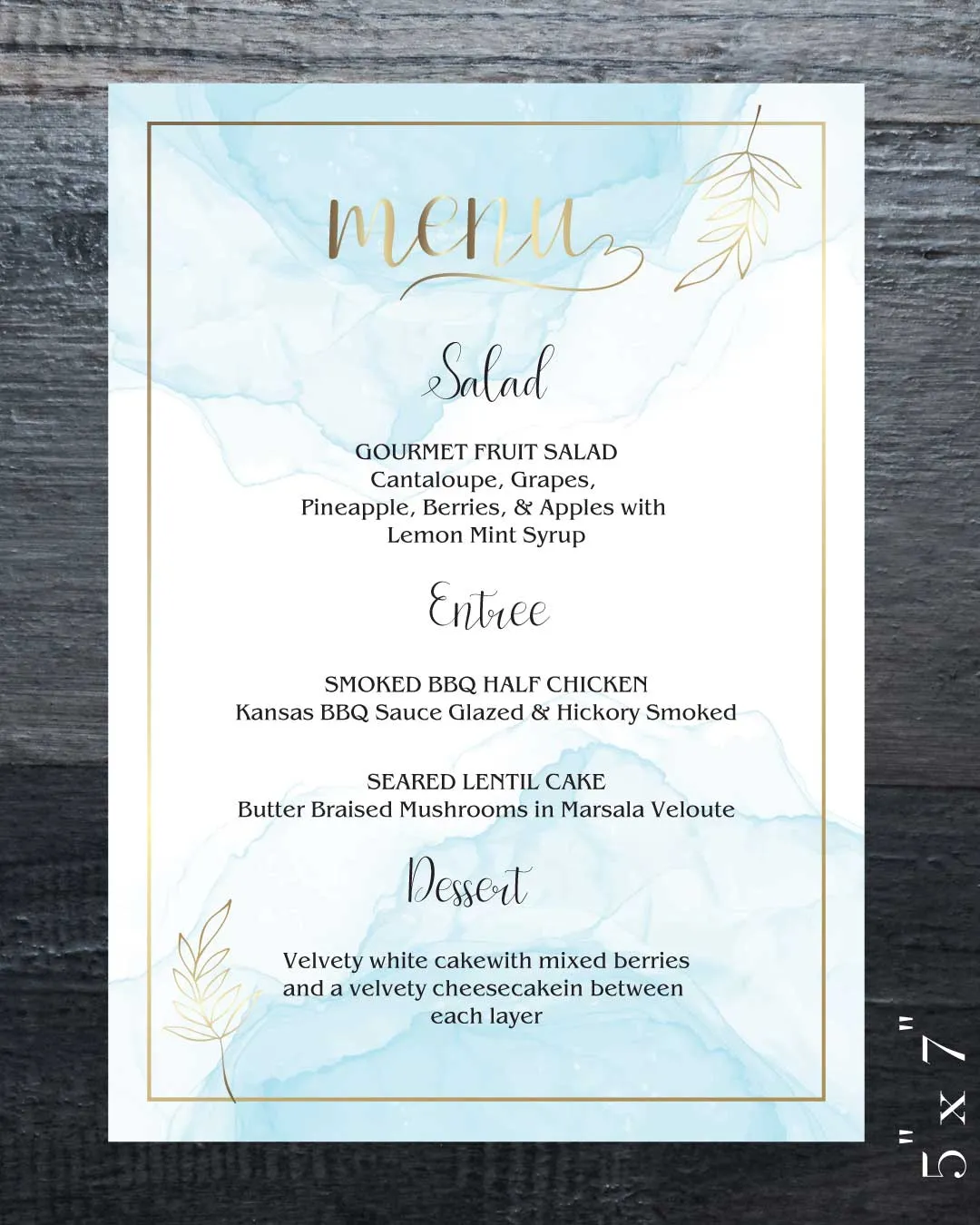 AP Printing - Golden Elegant Clouds Wedding Menu Cards - Custom Printing Services