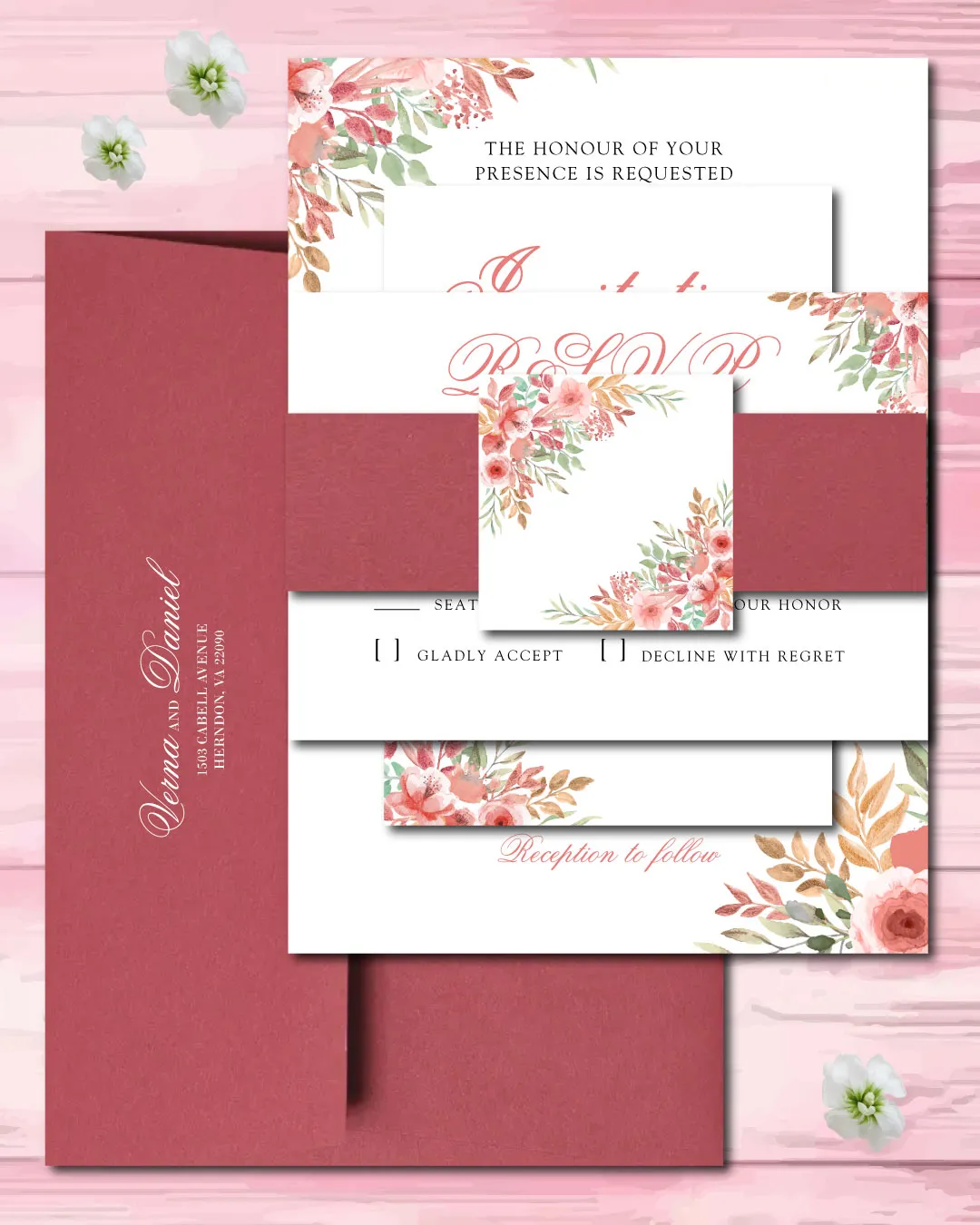 Simple Flat 5x7 Wedding Invitations