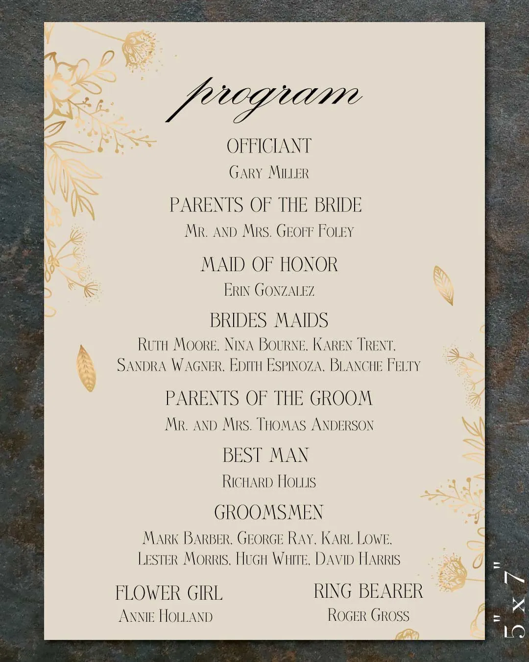 AP Printing - Golden Foliage Wedding Program Cards - Custom Printing Services