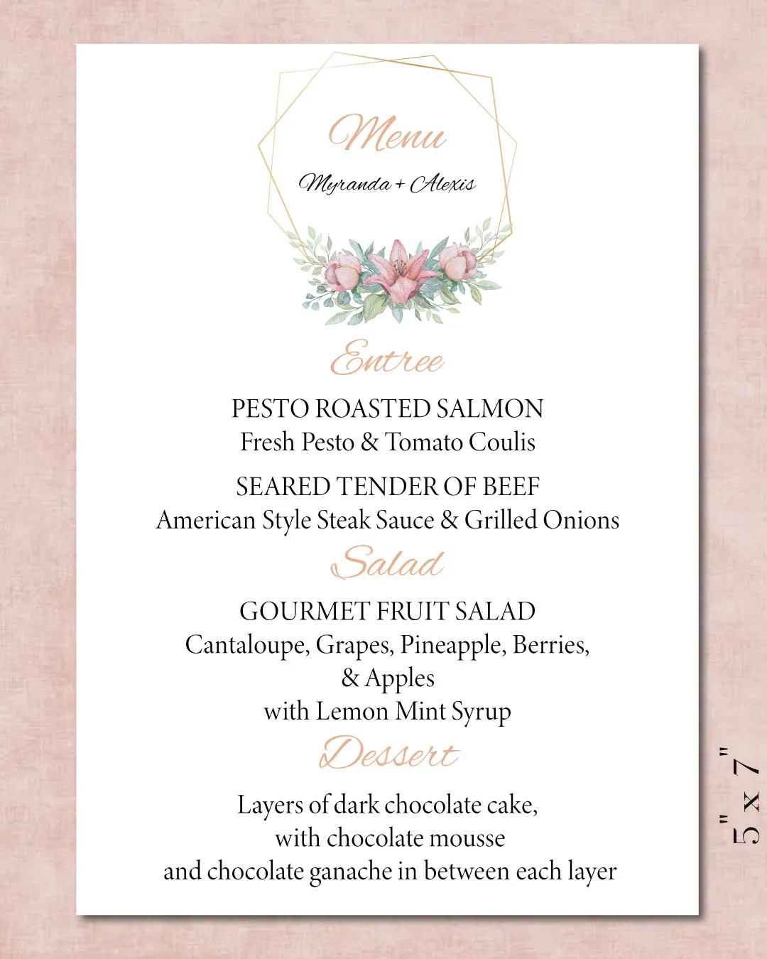 AP Printing - Sweet Scents Minimalist Wedding Menu Cards - Custom Printing Services
