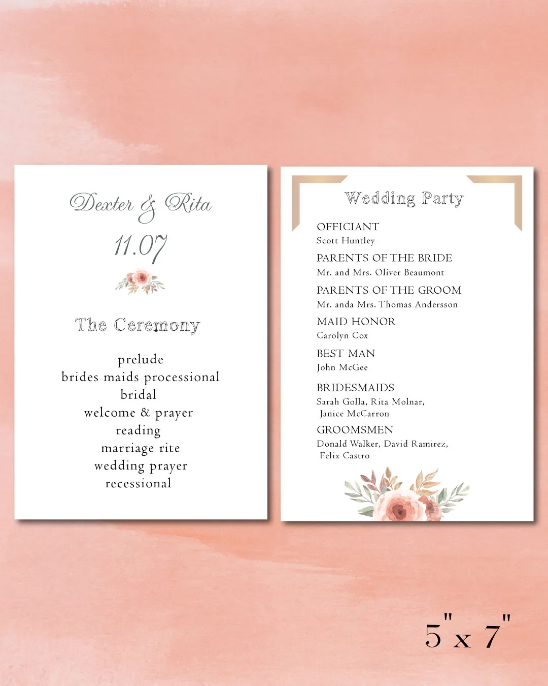 AP Printing - Unique Beauty Wedding Program Cards - Custom Printing Services