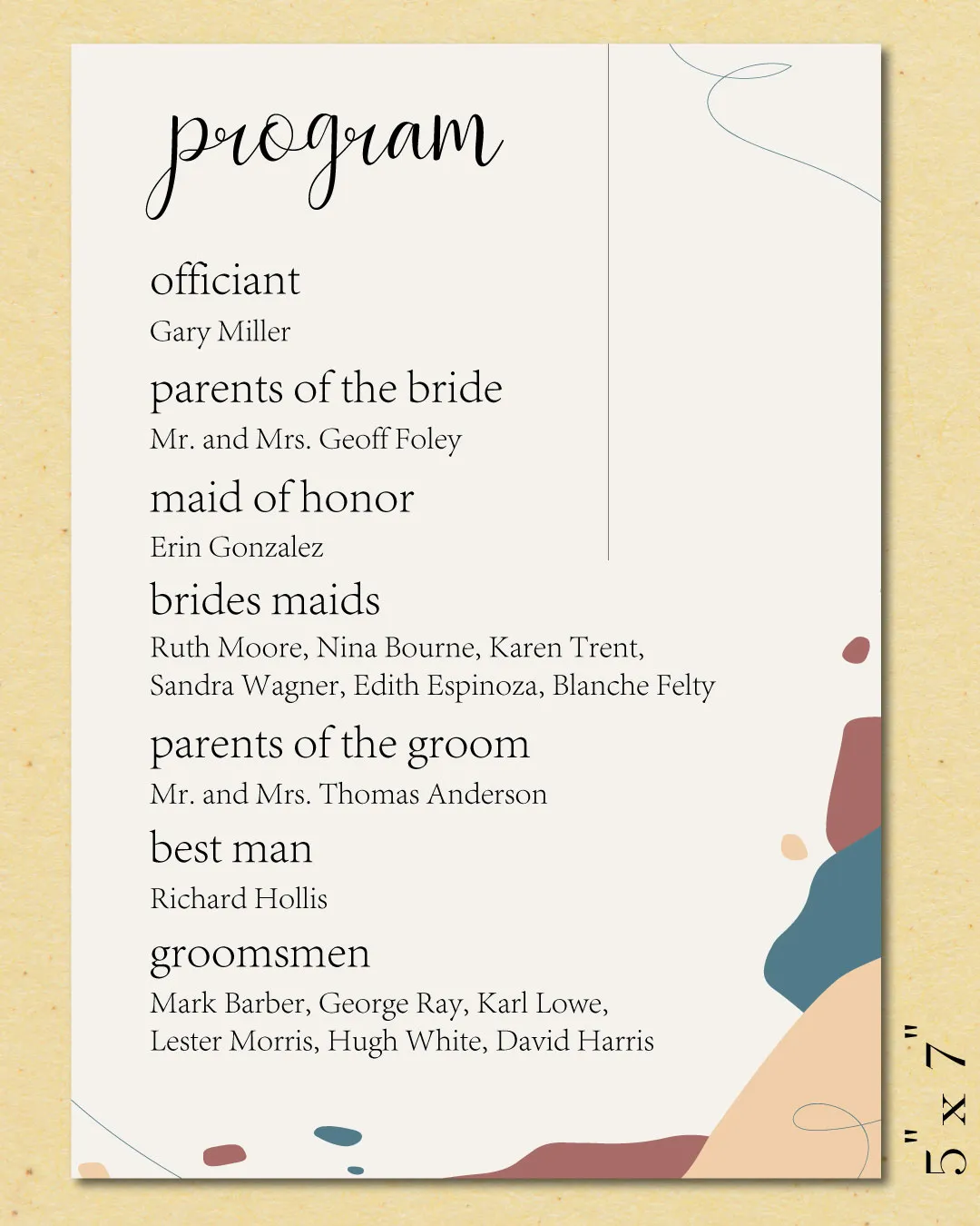 AP Printing - Inspiration From Nature Wedding Program Cards - Custom Printing Services