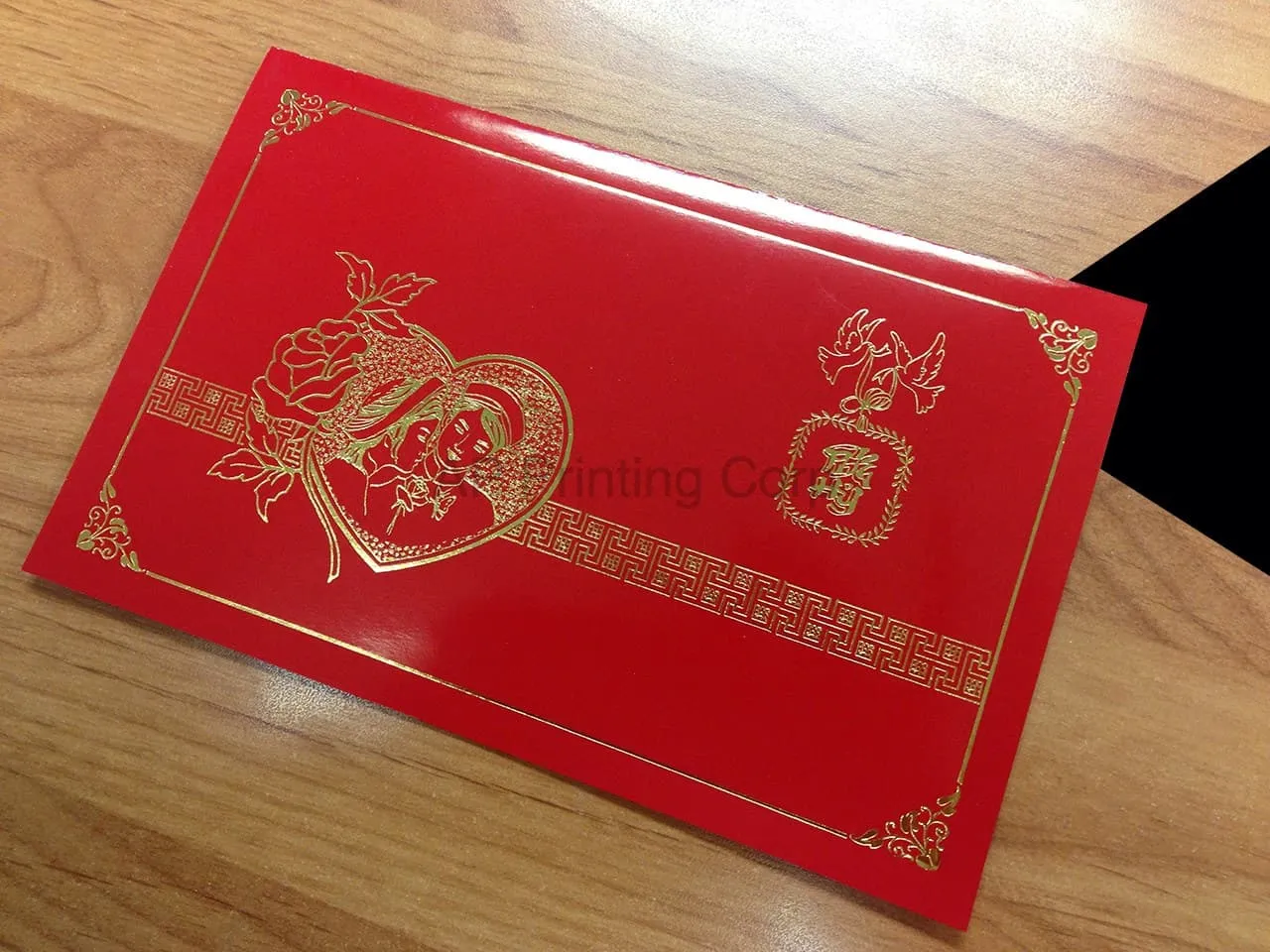 AP Printing - DRBH-DB-V [V-L-01] Golden Eternity Bride & Groom Wedding Invitation - Custom Printing Services