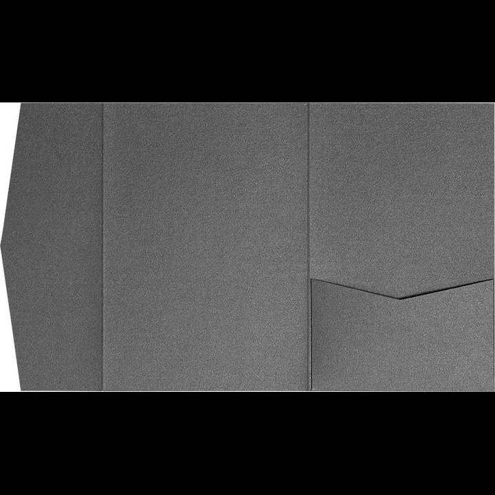 AP Printing - Steel Gray Metallic Pocket & Folder Invitation Card, A7 Himalaya - Custom Printing Services