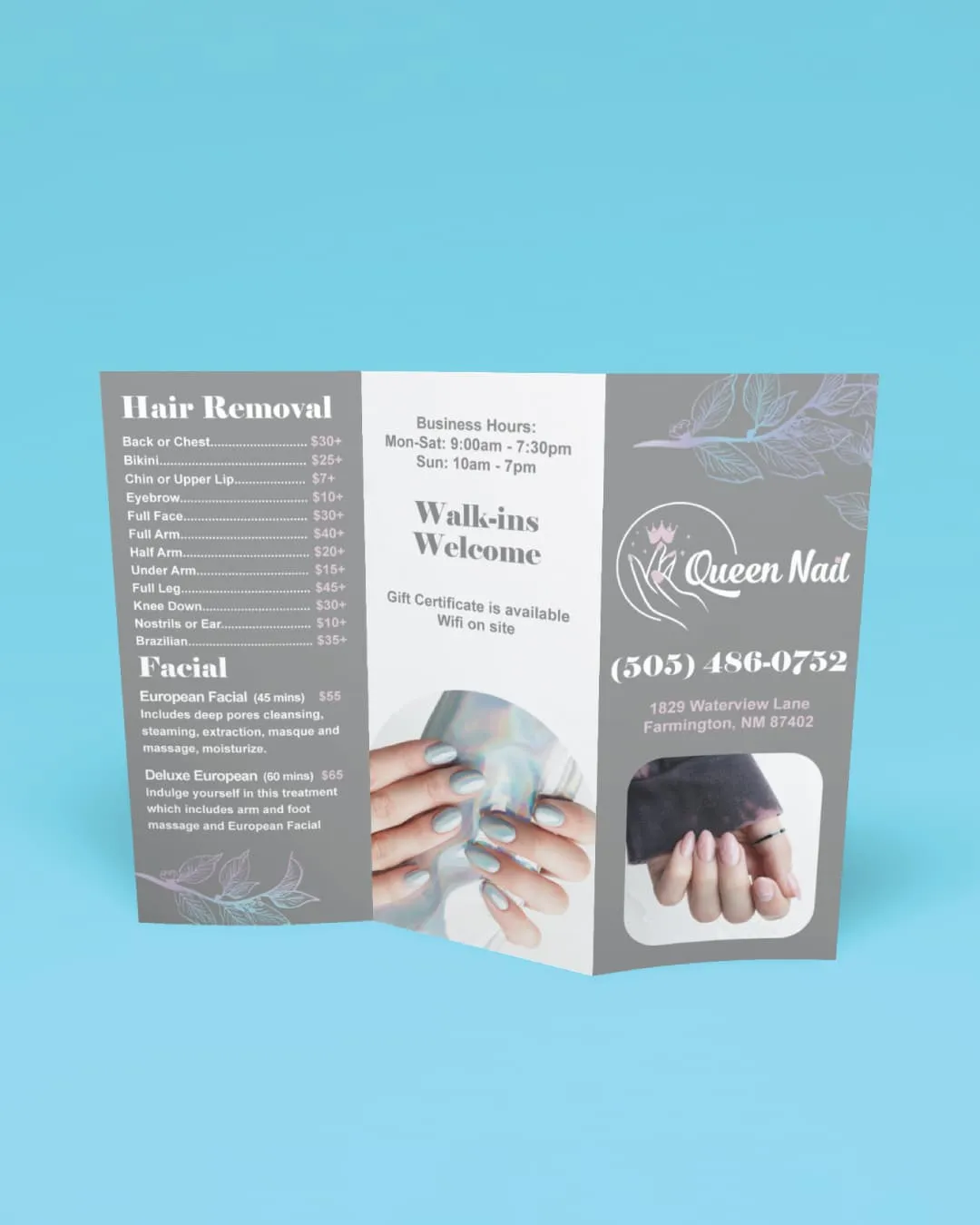 Gray Tones with Leaves Brochure AP Printing - Gray Tones with Leaves Brochure - Custom Printing Services