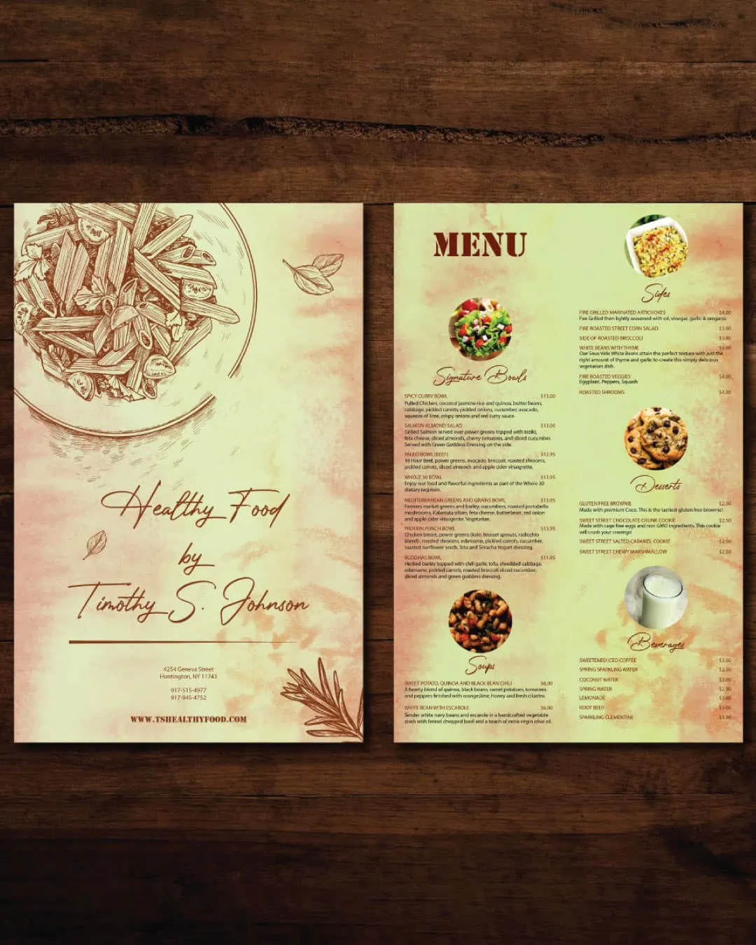 Healthy Food Vintage Dine-in Menus AP Printing - Healthy Food Vintage Dine-in Menus - Custom Printing Services