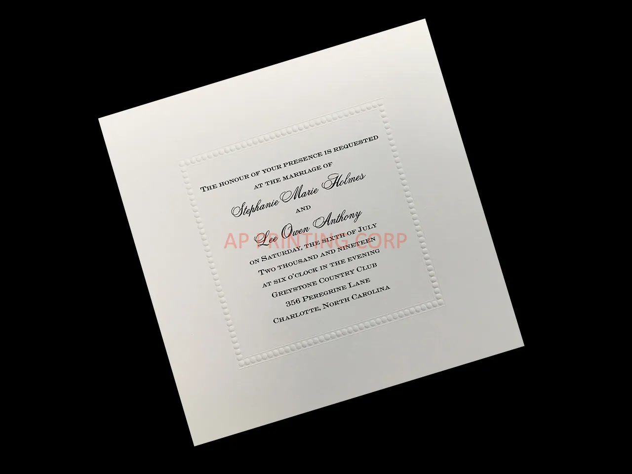 AP Printing - Fine Romance CC-05 Elegant Wedding Invitation - Custom Printing Services