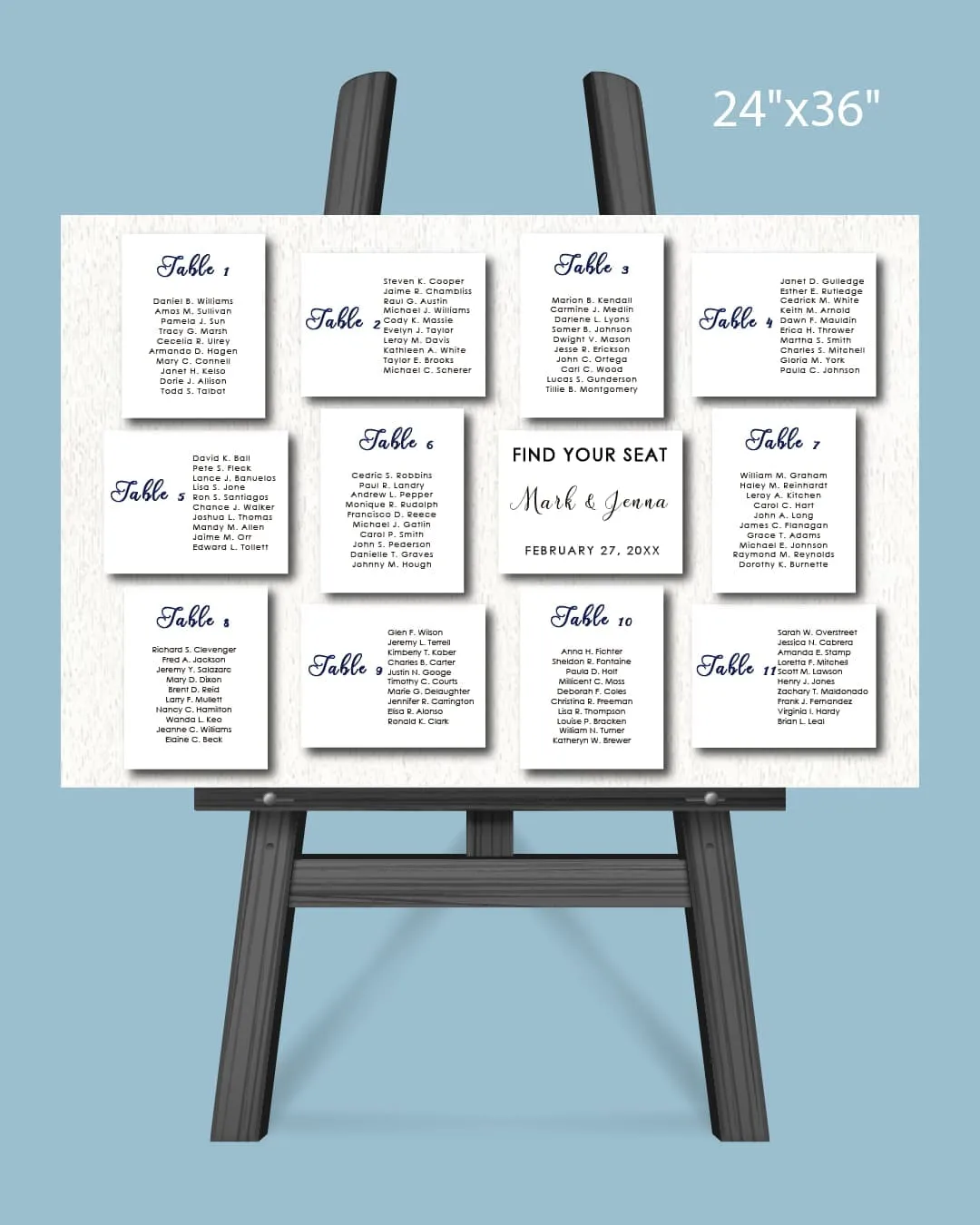AP Printing - Minimalist Box Seating Chart - Custom Printing Services