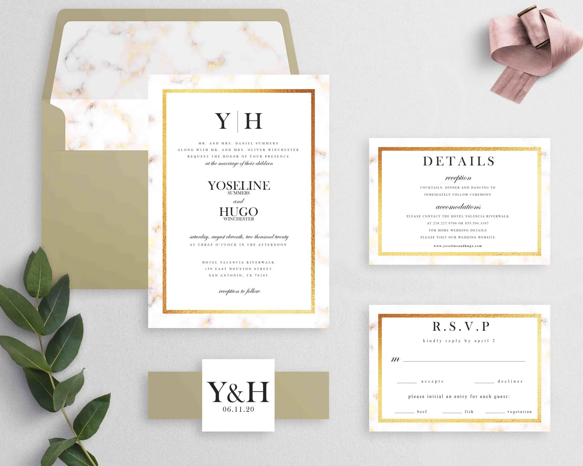 AP Printing - Vintage Gold Marble Elegant Wedding Invitations - Custom Printing Services