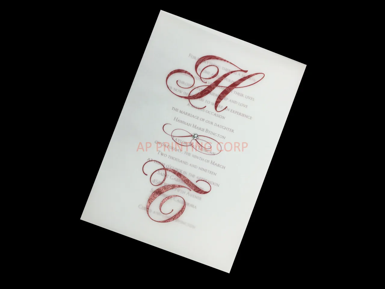 AP Printing - [CC-20] Figured Letters Flowers Wedding Invitation - Custom Printing Services