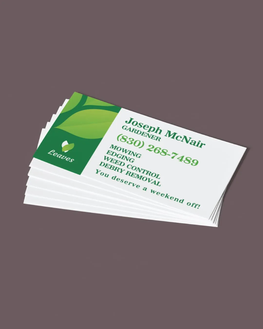 AP Printing - Green leaves Standard Business Cards - Custom Printing Services