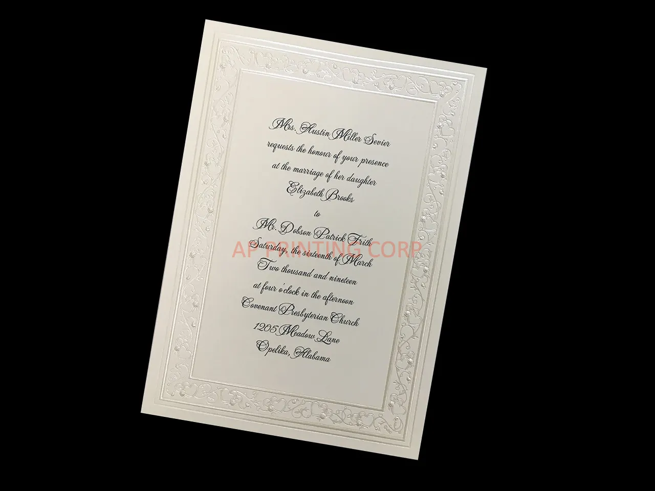 AP Printing - [CC-22] Harmonious Roses & Hearts Wedding Invitation - Custom Printing Services