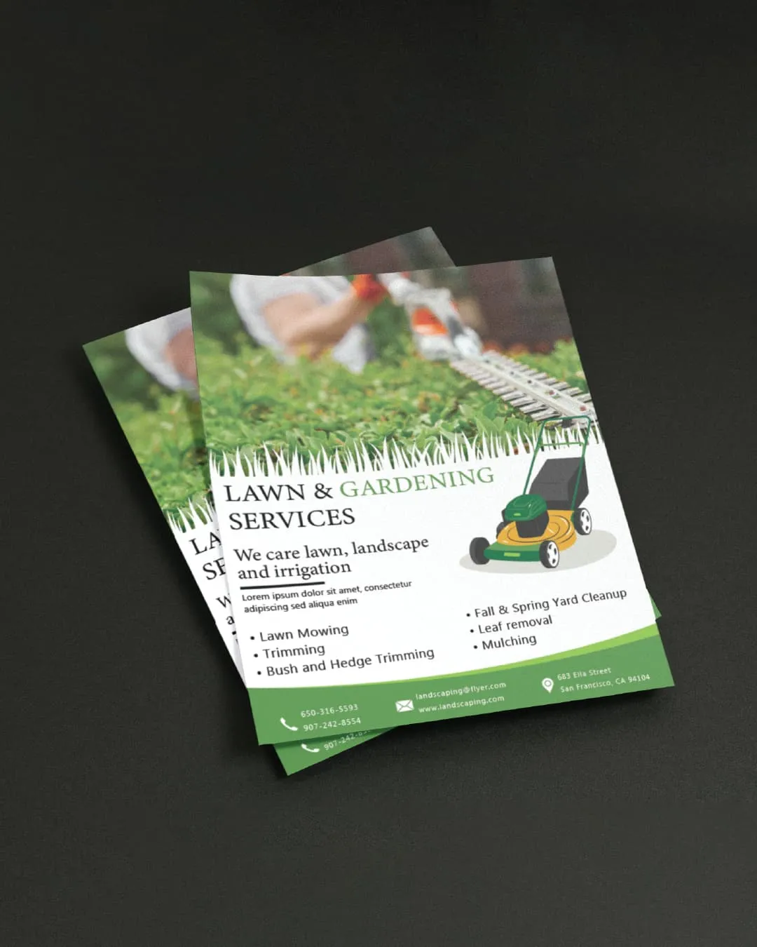 AP Printing - Geometric Green and Yellow Flyers - Custom Printing Services