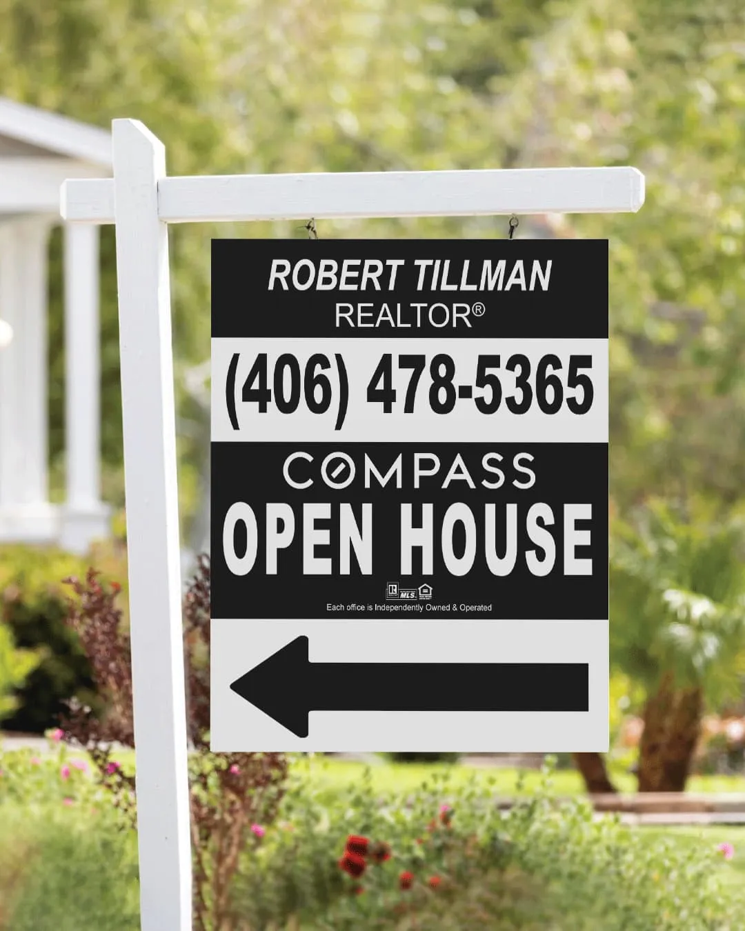 AP Printing - Open House Signs Black White Stripes Colonial Sign - Custom Printing Services