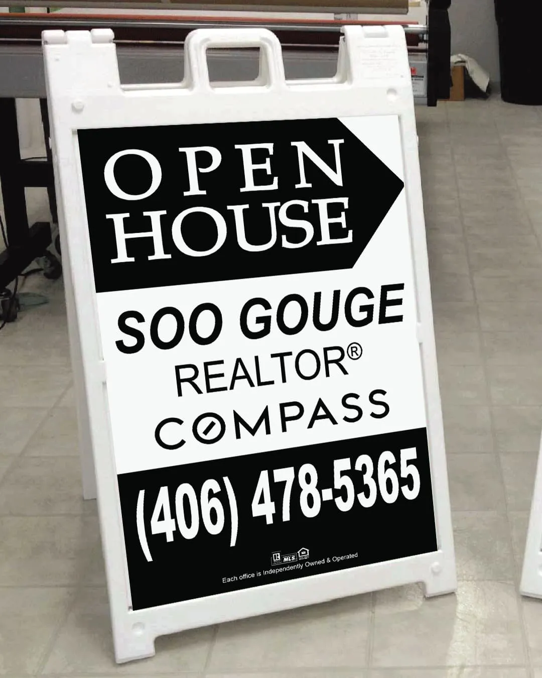 AP Printing - Compass Elegant Black And White A Frame Sign - Custom Printing Services