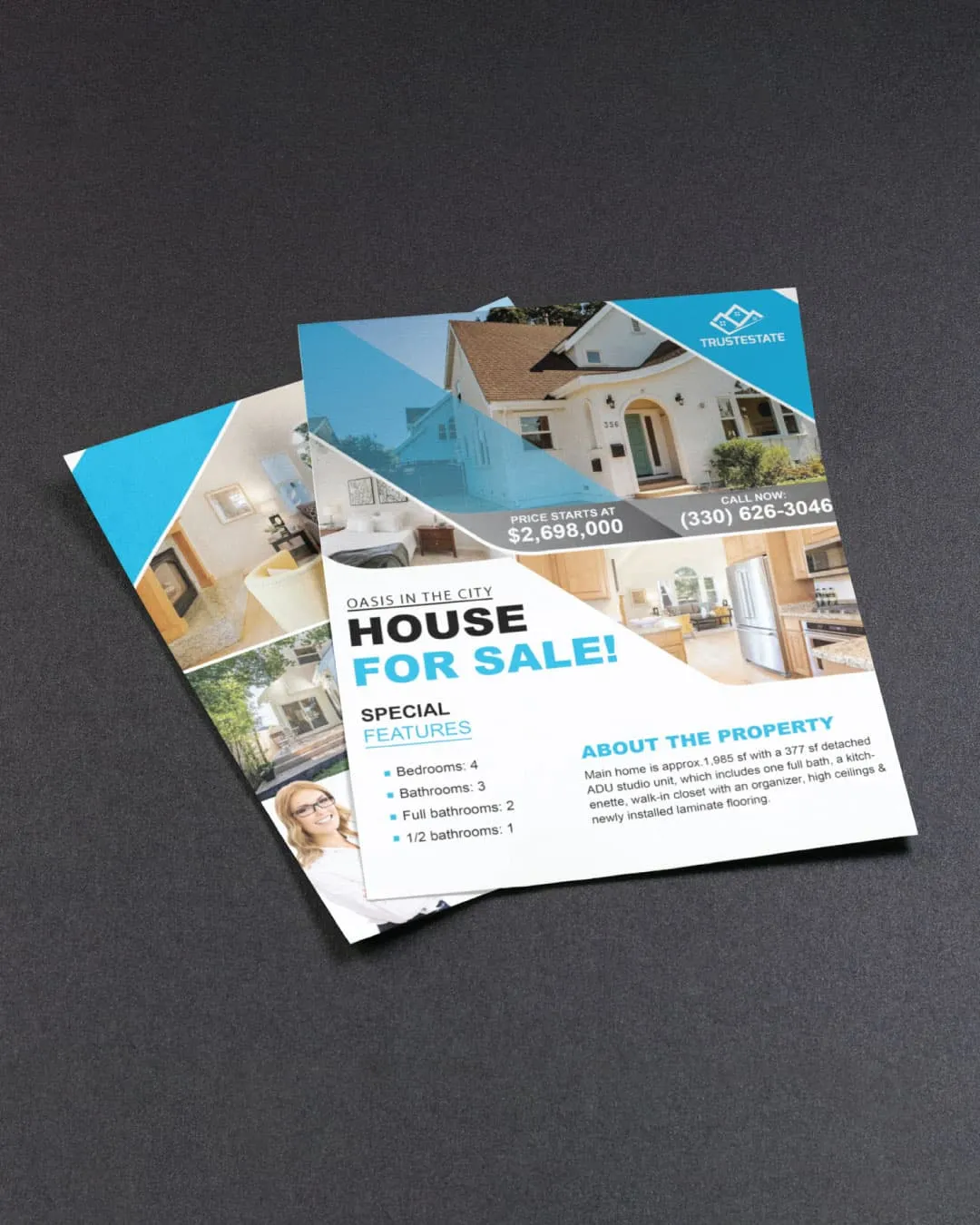 Blue Diagonal Stripes Flyer AP Printing - Blue Diagonal Stripes Flyer - Custom Printing Services