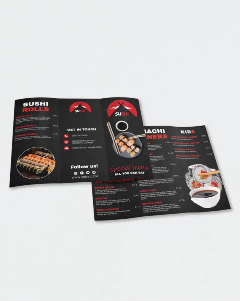 Sushi Back and Red To-Go Menus AP Printing - Sushi Back and Red To-Go Menus - Custom Printing Services