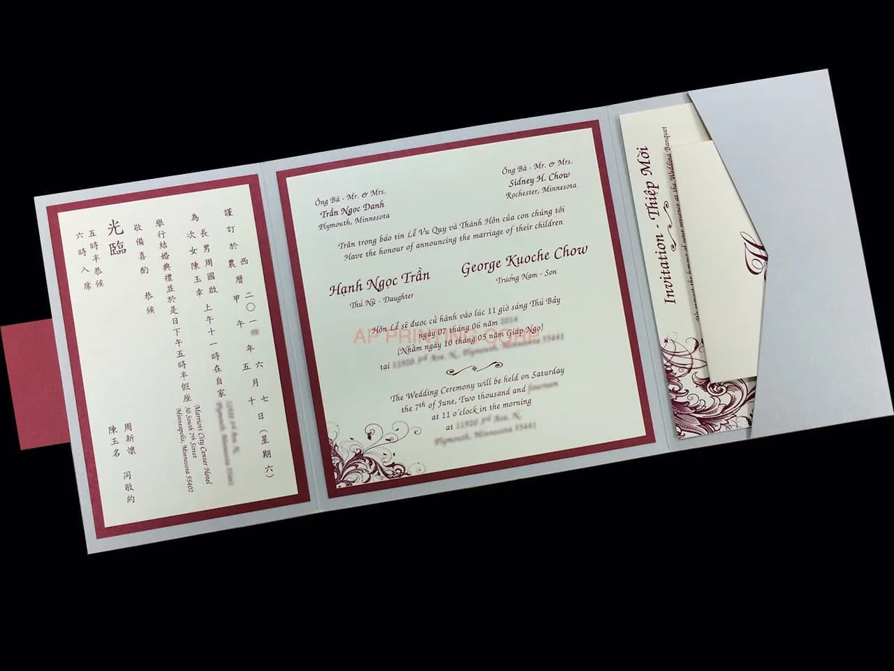AP Printing - PSQ-77-MMM-2WL Silver, Mars, Poison Ivory Pocket & Folder Invitation - Custom Printing Services