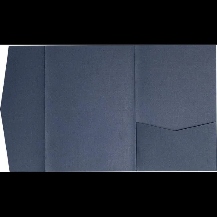 Blazer Blue Linen Pocket & Folder Invitation Card, A7 Himalaya AP Printing - Blazer Blue Linen Pocket & Folder Invitation Card, A7 Himalaya - Custom Printing Services