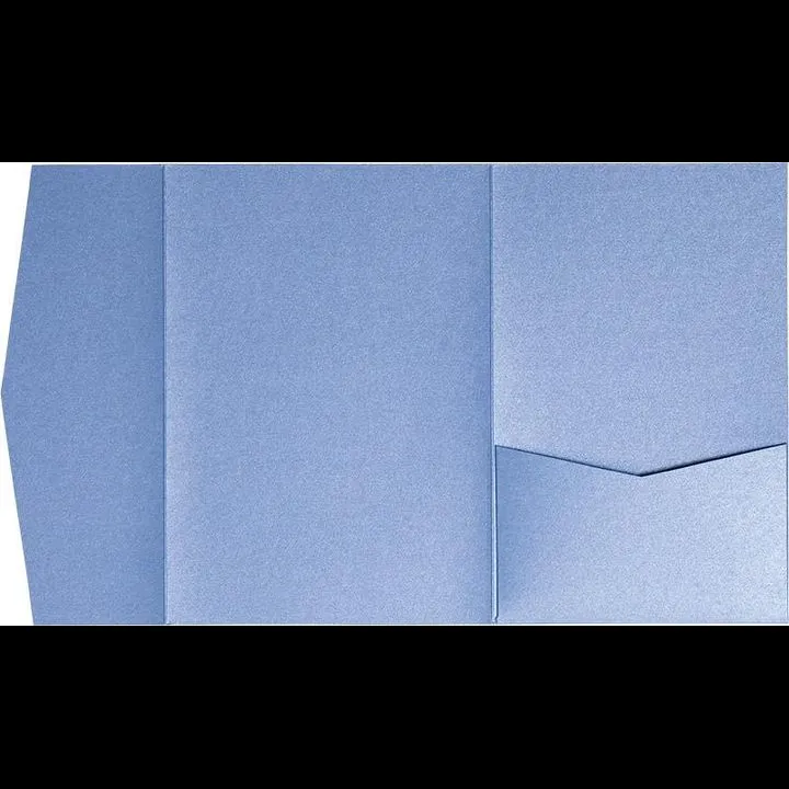 AP Printing - Blue Vista Metallic Pocket & Folder Invitation Card, A7 Himalaya - Custom Printing Services