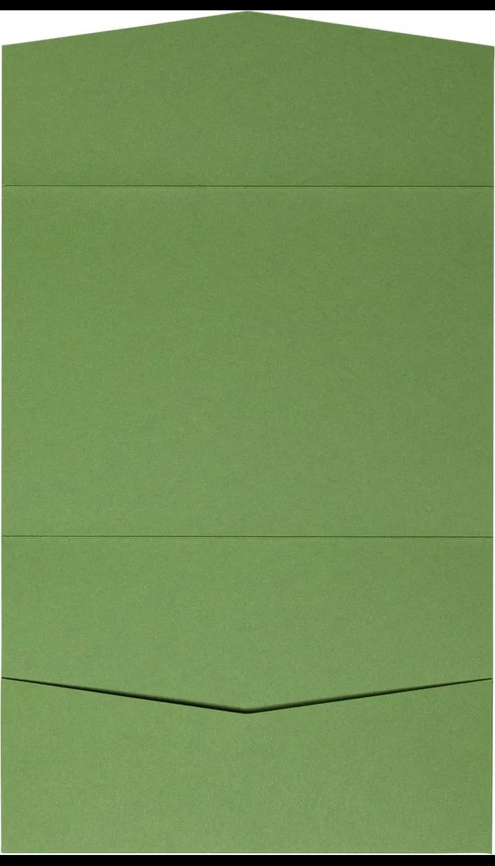AP Printing - Meadow Green Solid Pocket & Folder Invitation Card, A7 Atlas - Custom Printing Services