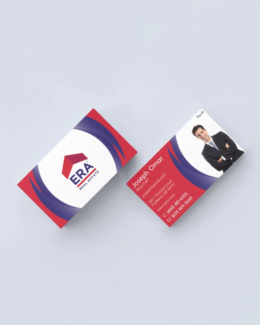 AP Printing - ERA Circular with Red and Blue Standard Business Cards - Custom Printing Services