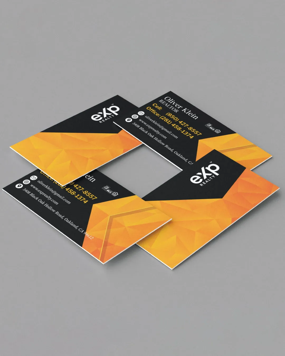 Exp Realty Abstract Orange Black Standard Business Cards AP Printing - Exp Realty Abstract Orange Black Standard Business Cards - Custom Printing Services