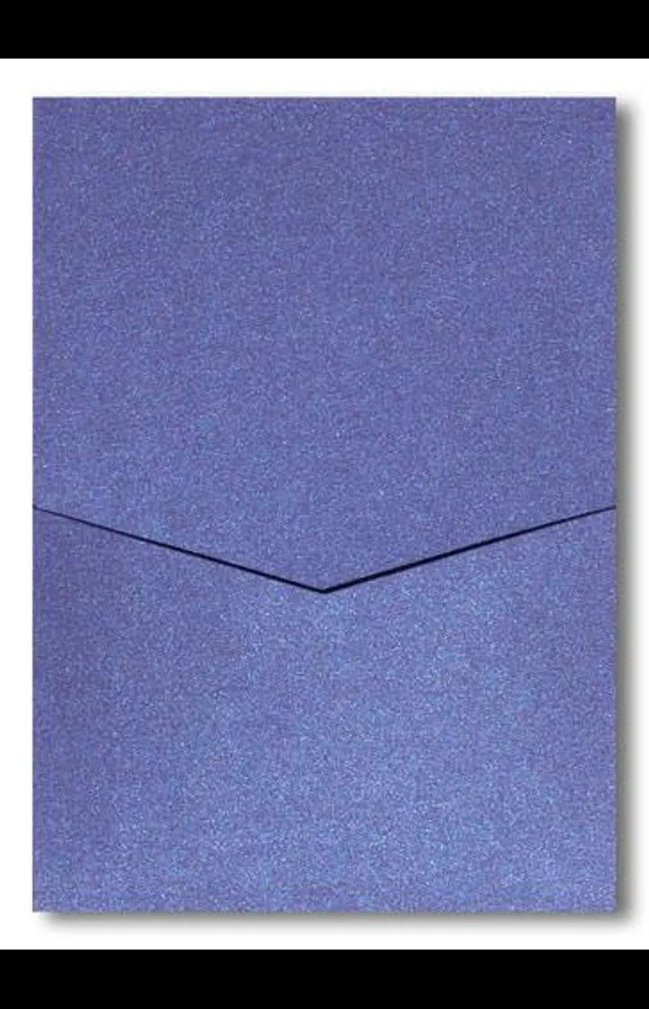 AP Printing - Blueprint Blue Metallic Pocket & Folder Invitation Card, A7 Denali - Custom Printing Services