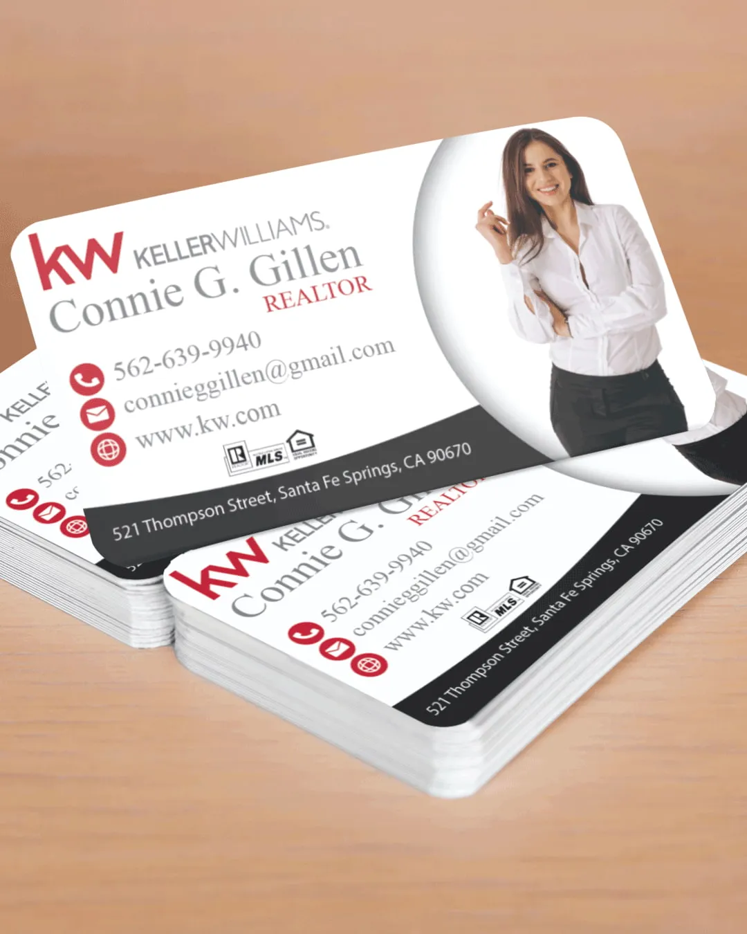 AP Printing - Keller Williams Realty Black Stripe Design Standard Business Cards - Custom Printing Services
