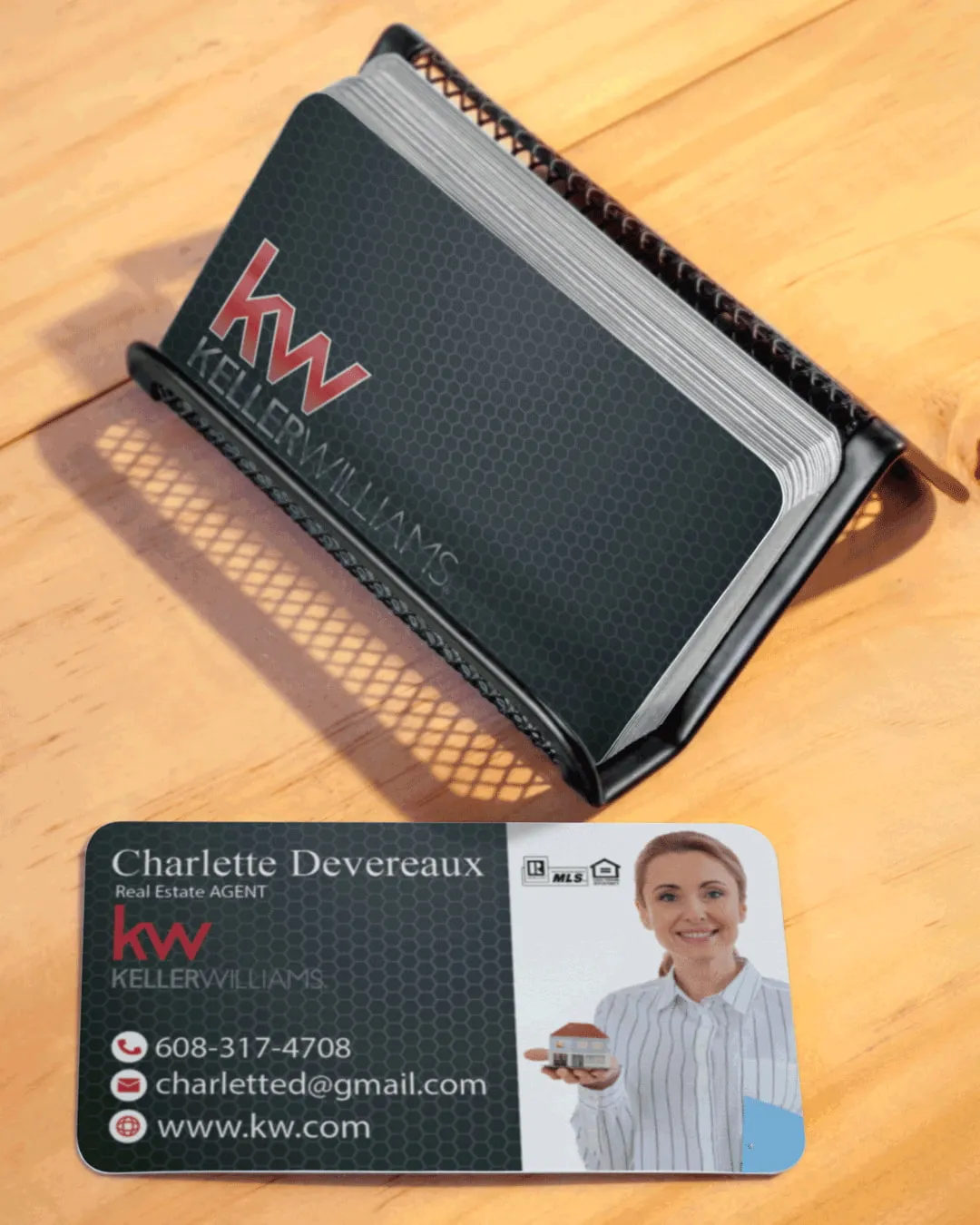 AP Printing - Keller Williams Realty SDark Geometric Standard Business Cards - Custom Printing Services