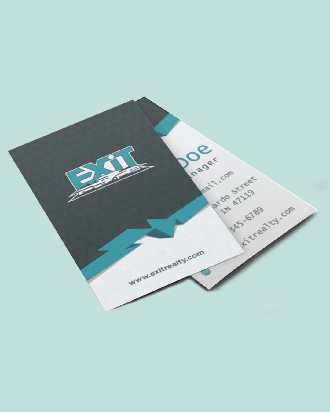 AP Printing - Exit Realty Geometric Triangles Dark Standard Business Cards - Custom Printing Services
