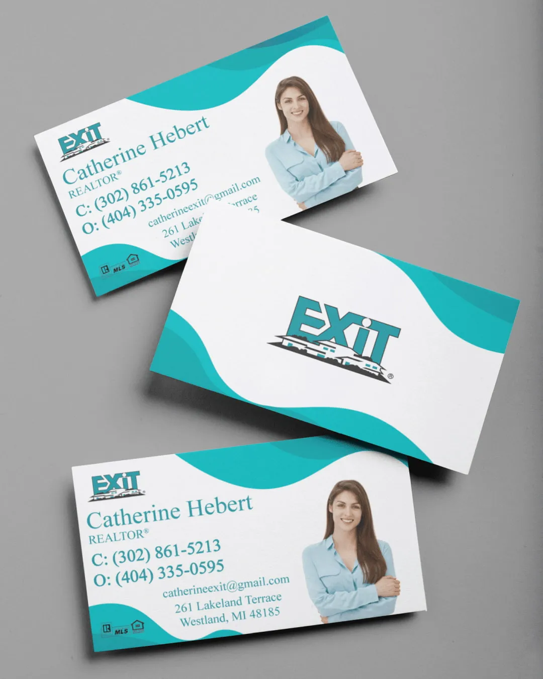 AP Printing - Exit Realty Modern Turquoise Waves Standard Business Cards - Custom Printing Services