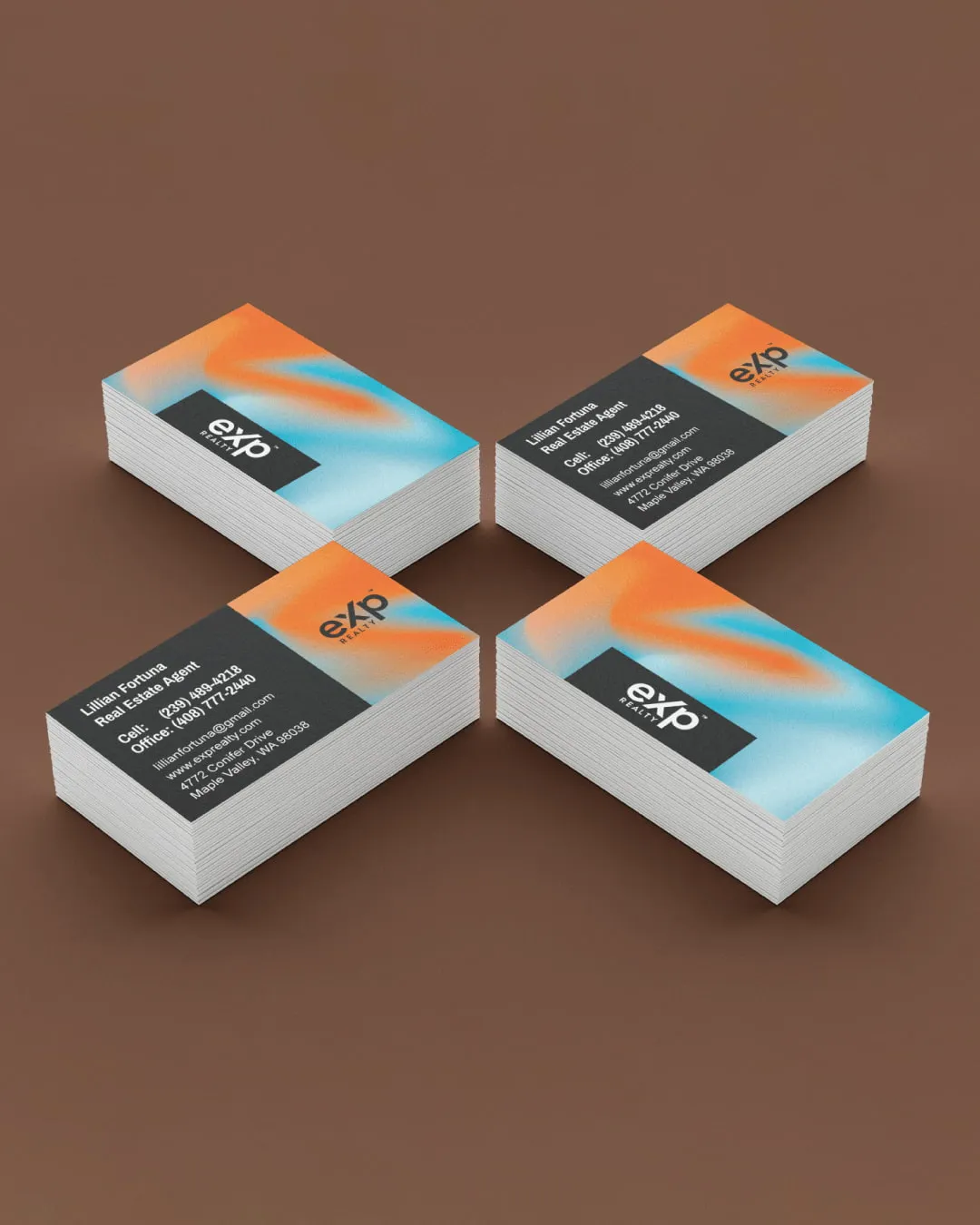 Exp Realty Blue Orange Gradient Standard Business Cards AP Printing - Exp Realty Blue Orange Gradient Standard Business Cards - Custom Printing Services
