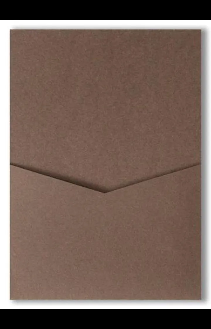 AP Printing - Chocolate Brown Solid Pocket & Folder Invitation Card, A7 Denali - Custom Printing Services