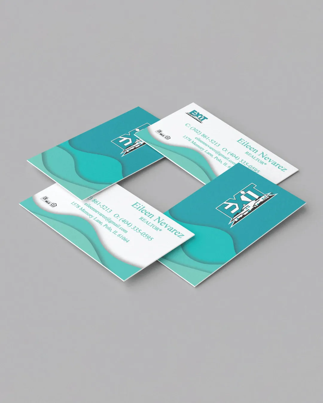 AP Printing - Exit Realty Abstract Turquoise Waves Standard Business Cards - Custom Printing Services