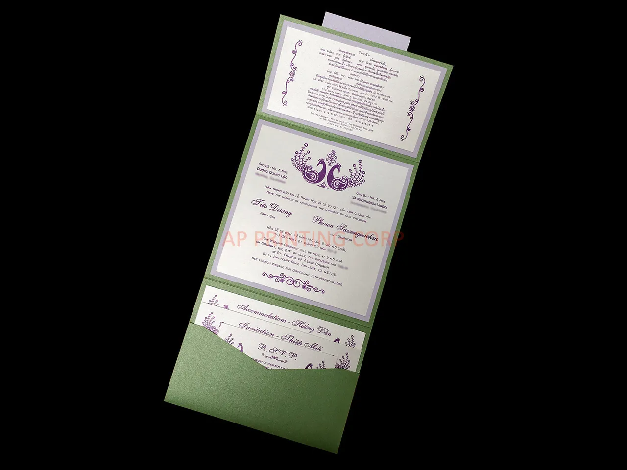 AP Printing - PSQ-77-MMM-2WL Fairway, Kunzite, Quartz Pocket & Folder Invitation - Custom Printing Services