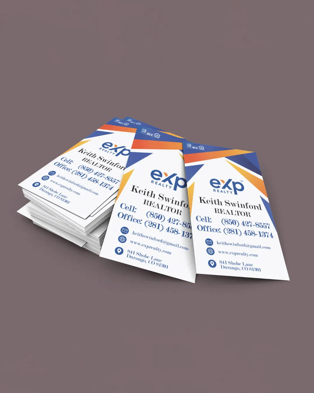 AP Printing - Exp Realty Blue Orange Gradient Standard Business Cards - Custom Printing Services