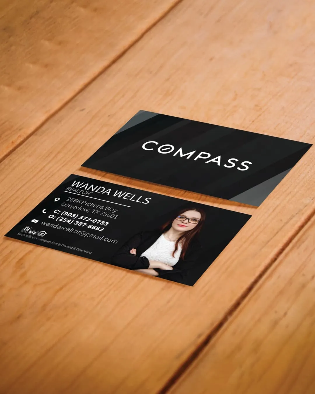 AP Printing - Compass Simple and Elegant Back Standard Business Cards - Custom Printing Services