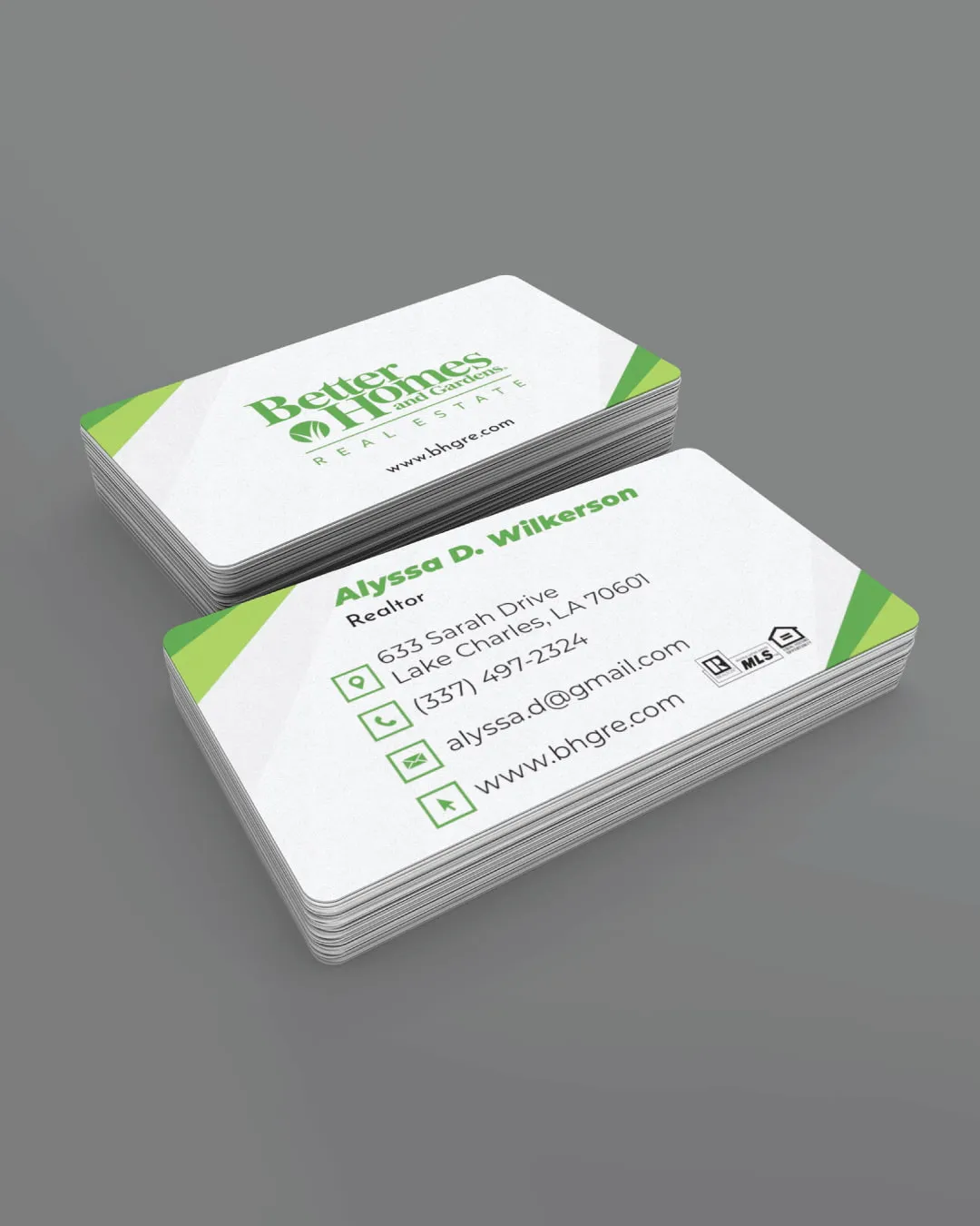 AP Printing - Green Corners BHGRE Standard Business Cards - Custom Printing Services