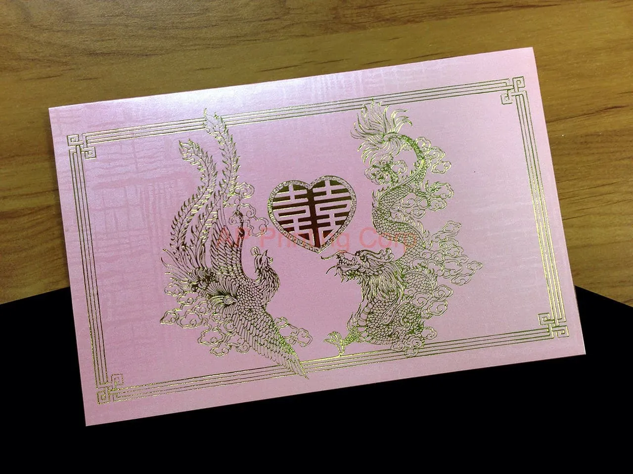 AP Printing - RP1-HT-V [V-L-01] Heart of the Dragon & Phoenix Wedding Invitation - Custom Printing Services