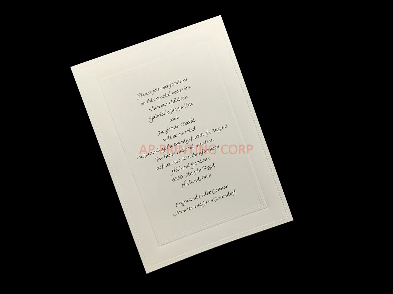 AP Printing - Classic Ecru [CC-84] Elegant Wedding Invitation - Custom Printing Services