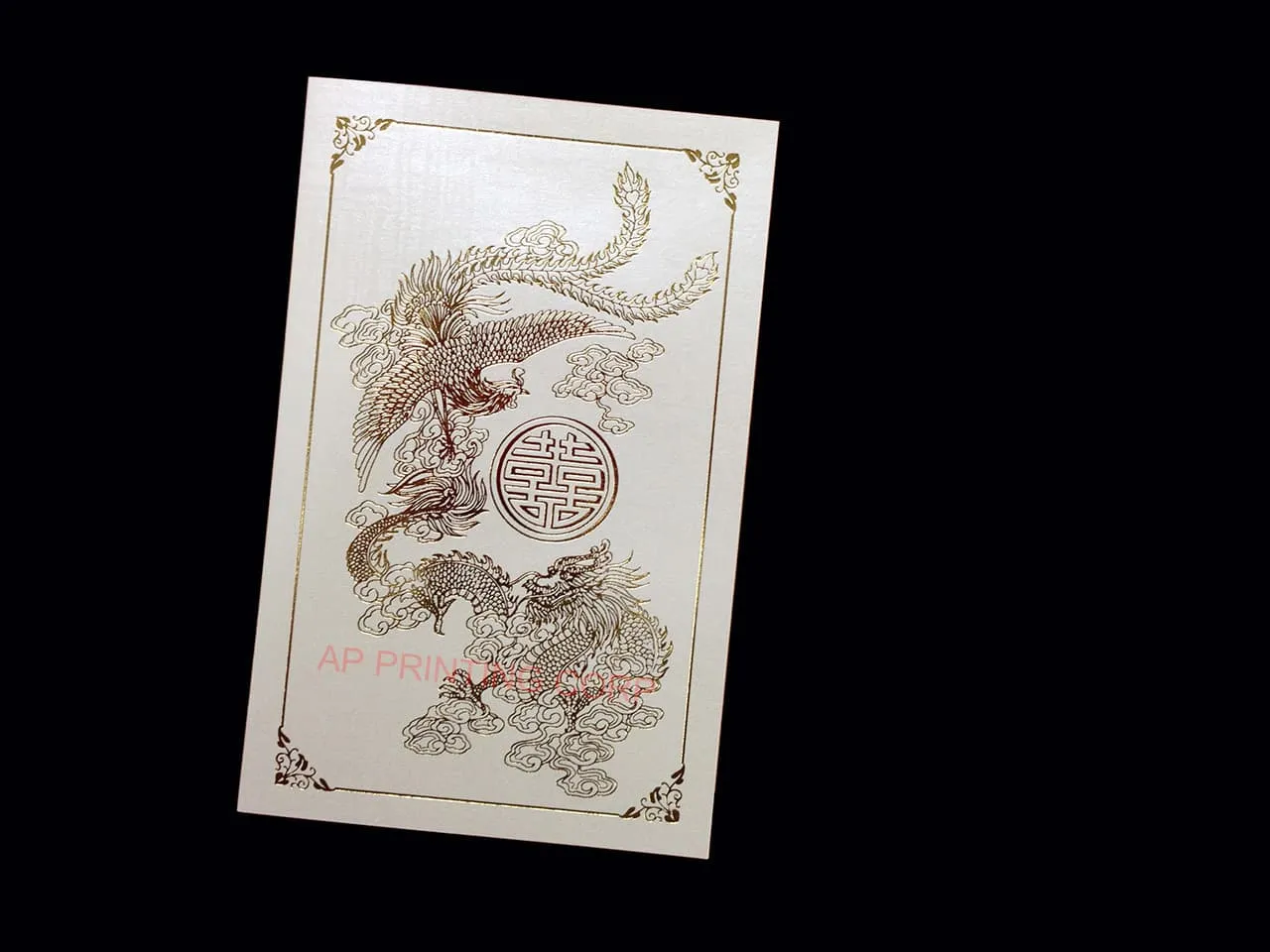 AP Printing - RP2-TT-V-B [V-L-01] Dynastic Splendor Dragon & Phoenix Wedding Invitation - Custom Printing Services