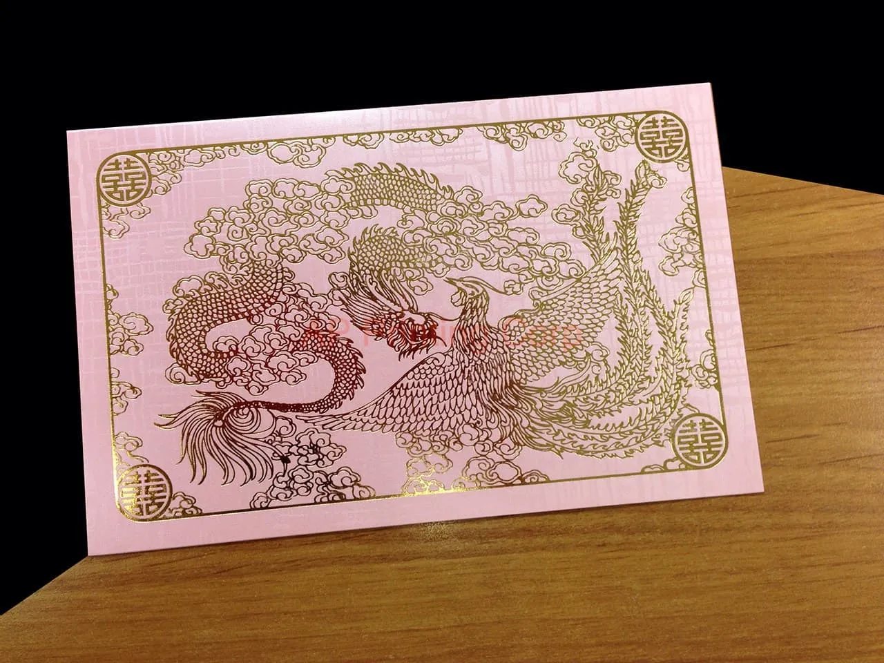 AP Printing - RP4-HT-V [V-L-01] Divine Firebirds Dragon & Phoenix Wedding Invitation - Custom Printing Services