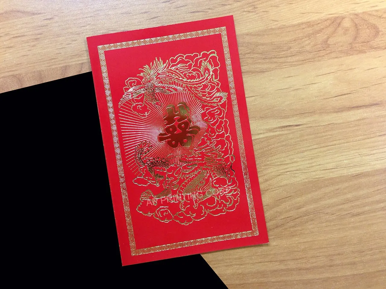 AP Printing - RP8-DB-V [V-L-01] Dragon & Phoenix Tapestry Wedding Invitation - Custom Printing Services