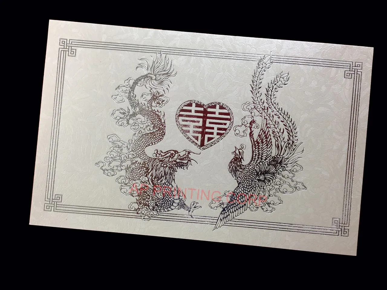 AP Printing - RP1-TBC-S [V-L-02] Regal Embrace Dragon & Phoenix Wedding Invitation - Custom Printing Services