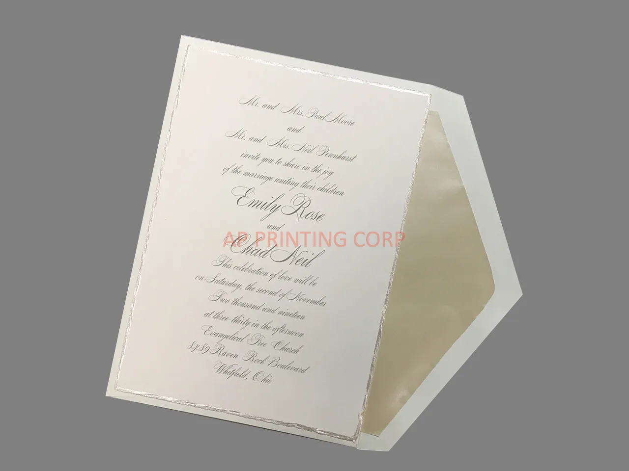 AP Printing - Sophisticated Edges Ecru [CC-22] Elegant Wedding Invitation - Custom Printing Services