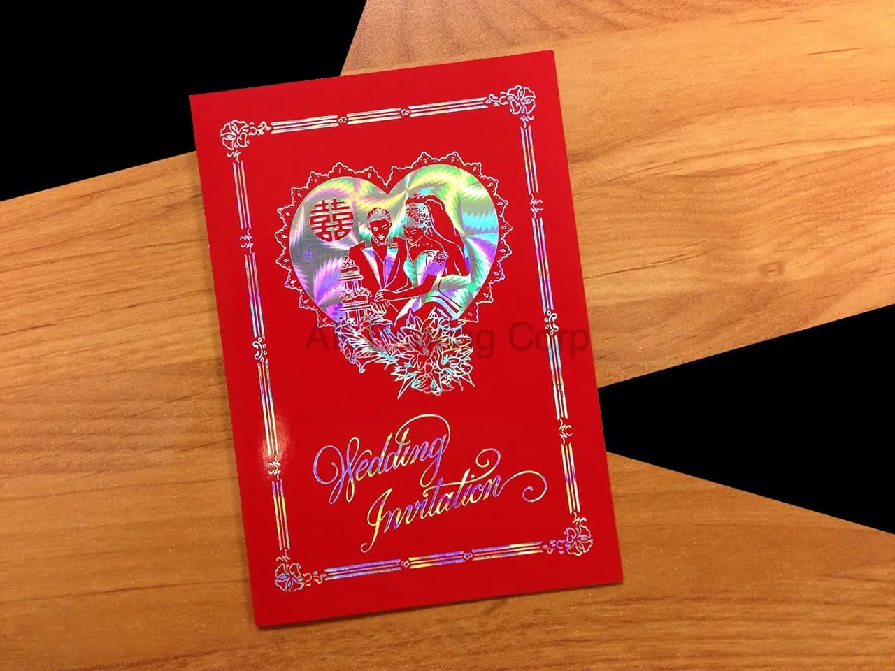 AP Printing - DRCB-DB-RF [V-L-02] Gilded Love Story Bride & Groom Wedding Invitation - Custom Printing Services