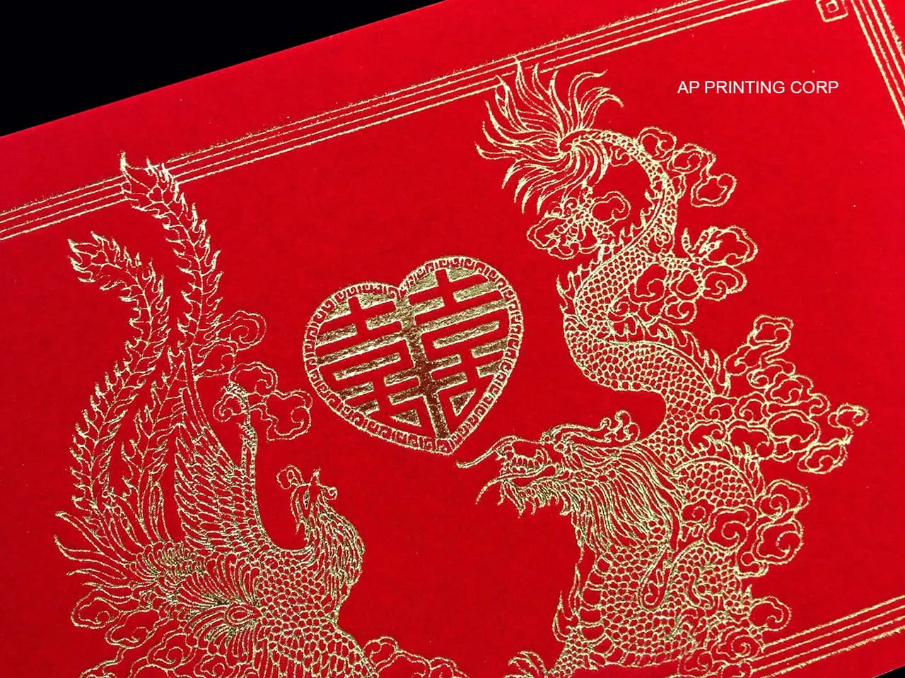 AP Printing - RP1-ND-V [V-L-03] Regal Flames Dragon & Phoenix Wedding Invitation - Custom Printing Services