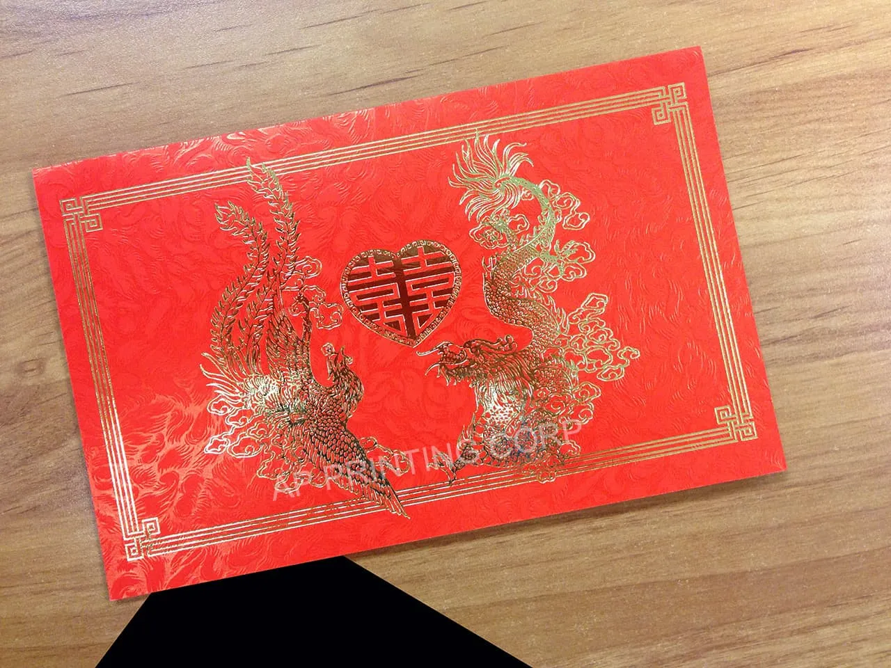 AP Printing - RP1-DC-V [V-L-01] Serene Power Dragon & Phoenix Wedding Invitation - Custom Printing Services